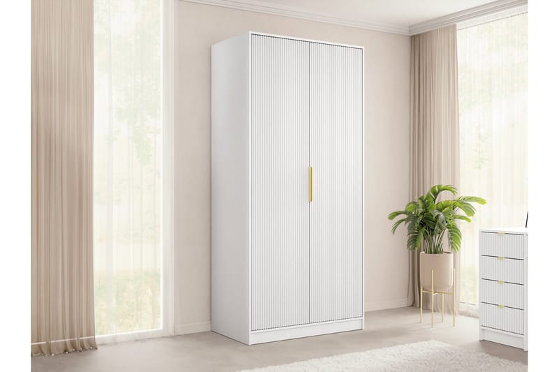 Gudelia Garderobeskab 102x216 cm - Grå - Opbevaring - Tøjopbevaring - Garderobeskabe