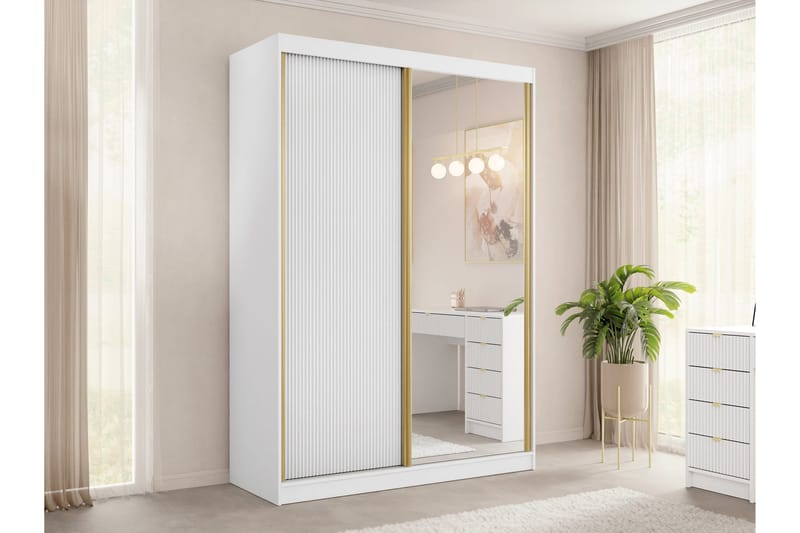 Gudelia Garderobeskab 151x216 cm - Hvid - Opbevaring - Tøjopbevaring - Garderobeskabe