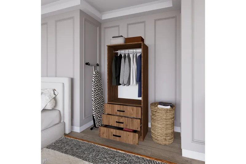 Haaken Garderobe 60x174,8 cm - Brun - Opbevaring - Tøjopbevaring - Garderobeskabe