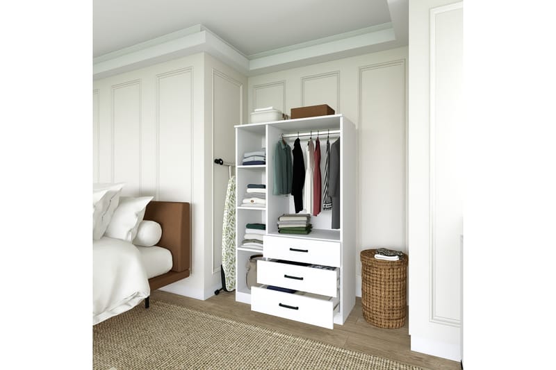 Haaken Garderobe 90x174,8 cm - Mat hvid - Opbevaring - Tøjopbevaring - Garderobeskabe