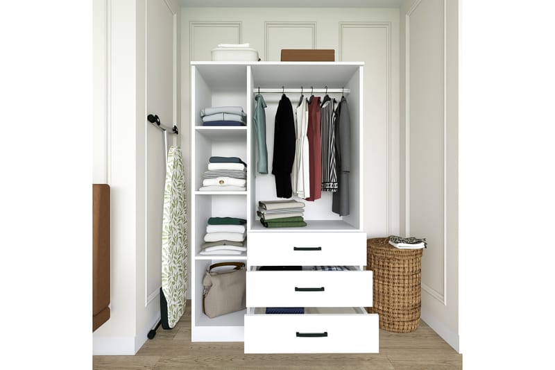 Haaken Garderobe 90x174,8 cm - Mat hvid - Opbevaring - Tøjopbevaring - Garderobeskabe