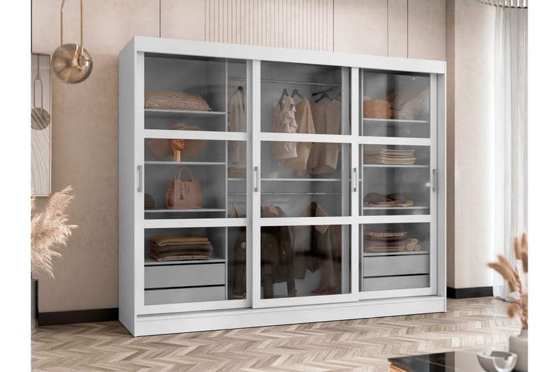 Harvans Garderobeskab 250x203 cm - Hvid - Opbevaring - Tøjopbevaring - Garderobeskabe