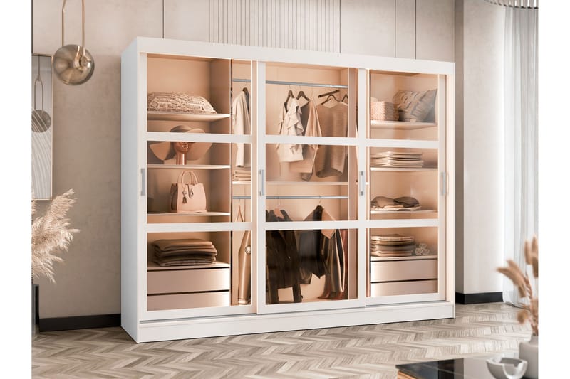 Harvans Garderobeskab 250x203 cm - Hvid - Opbevaring - Tøjopbevaring - Garderobeskabe