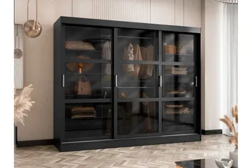 Harvans Garderobeskab 250x203 cm - Sort - Opbevaring - Tøjopbevaring - Garderobeskabe