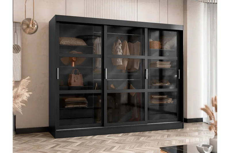 Harvans Garderobeskab 250x203 cm - Sort - Opbevaring - Tøjopbevaring - Garderobeskabe