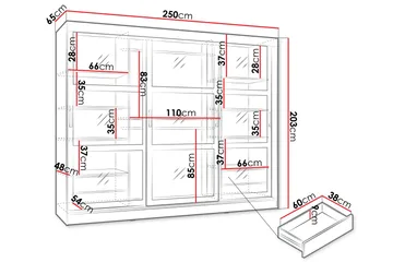 Harvans Garderobeskab 250x203 cm - Sort - Opbevaring - Tøjopbevaring - Garderobeskabe