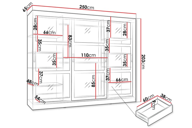 Harvans Garderobeskab 250x203 cm - Sort - Opbevaring - Tøjopbevaring - Garderobeskabe