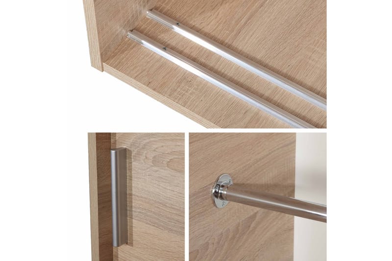 Harvinder Garderob med Spejl 120x205 cm - Beige - Opbevaring - Tøjopbevaring - Garderobeskabe