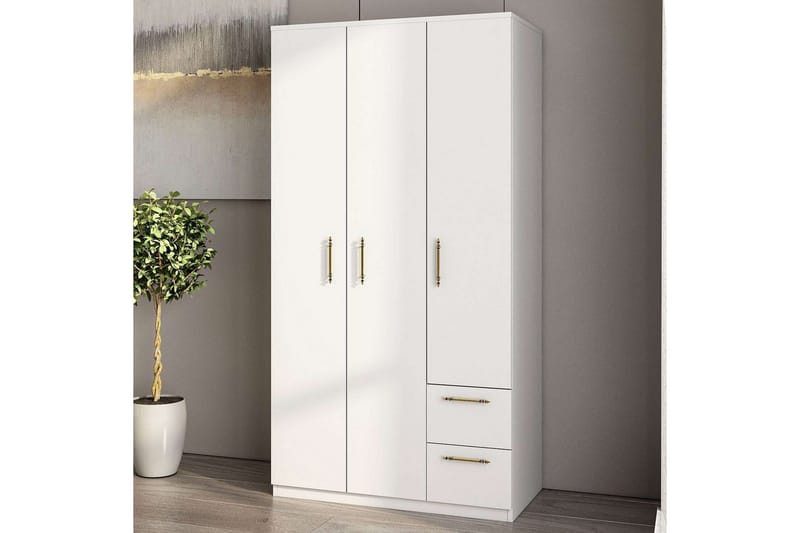 Hearst Garderobe 90x171,8 cm - Hvid - Opbevaring - Tøjopbevaring - Garderobeskabe - Garderobeskab & klædeskab