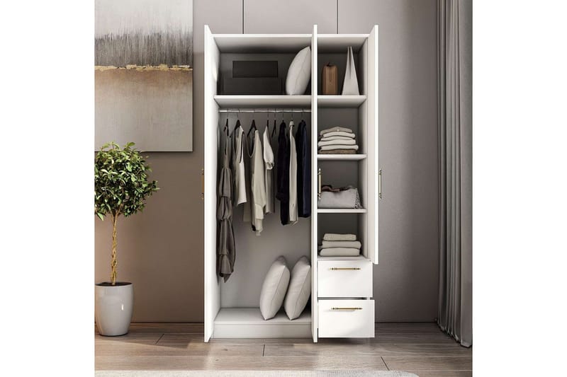 Hearst Garderobe 90x171,8 cm - Hvid - Opbevaring - Tøjopbevaring - Garderobeskabe