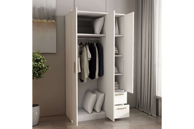 Hearst Garderobe 90x171,8 cm - Hvid - Opbevaring - Tøjopbevaring - Garderobeskabe