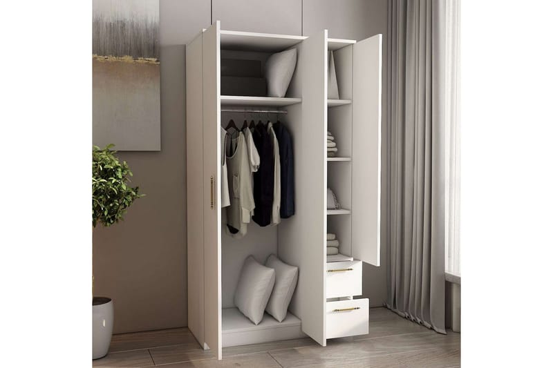 Hearst Garderobe 90x171,8 cm - Hvid - Opbevaring - Tøjopbevaring - Garderobeskabe - Garderobeskab & klædeskab