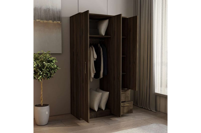 Hearst Garderobe 90x171,8 cm - Valnød - Opbevaring - Tøjopbevaring - Garderobeskabe - Garderobeskab & klædeskab