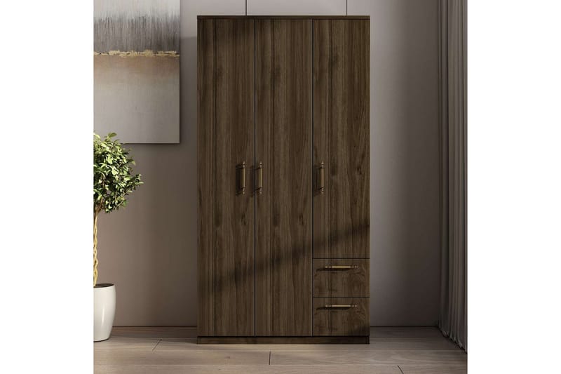 Hearst Garderobe 90x171,8 cm - Valnød - Opbevaring - Tøjopbevaring - Garderobeskabe
