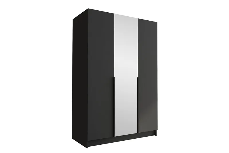 Herrljunga Garderob med Spejl 150 cm - Sort - Opbevaring - Tøjopbevaring - Garderobeskabe