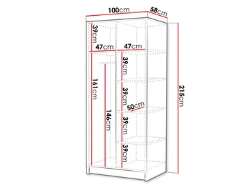 Herrljunga Garderobe 100x215 cm - Brun/Guld - Opbevaring - Tøjopbevaring - Garderobeskabe