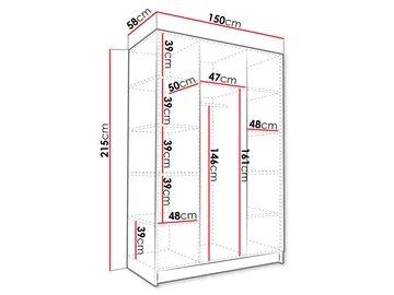 Herrljunga Garderobe 150x215 cm - Brun/Guld - Opbevaring - Tøjopbevaring - Garderobeskabe