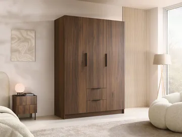 Herrljunga Garderobe 150x215 cm med Skuffer - Brun/Sort - Opbevaring - Tøjopbevaring - Garderobeskabe