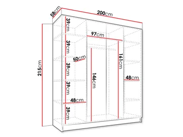 Herrljunga Garderobe 200x215 cm - Brun/Sort - Opbevaring - Tøjopbevaring - Garderobeskabe