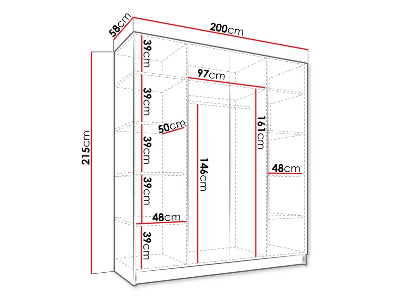 Herrljunga Garderobe 200x215 cm - Brun/Sort - Opbevaring - Tøjopbevaring - Garderobeskabe
