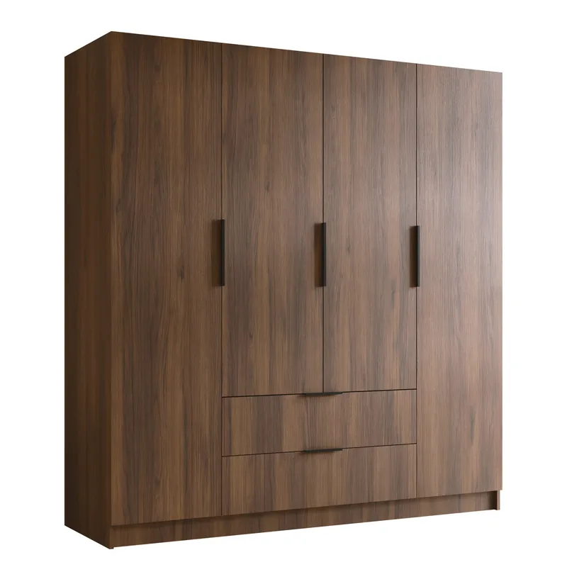 Herrljunga Garderobe 200x215 cm med Skuffer, Brun/Sort