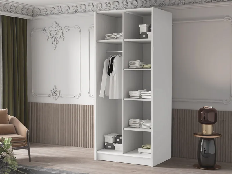 Herrljunga Garderobe med Spejl 100x215 cm - Guld/Spejl - Opbevaring - Tøjopbevaring - Garderobeskabe