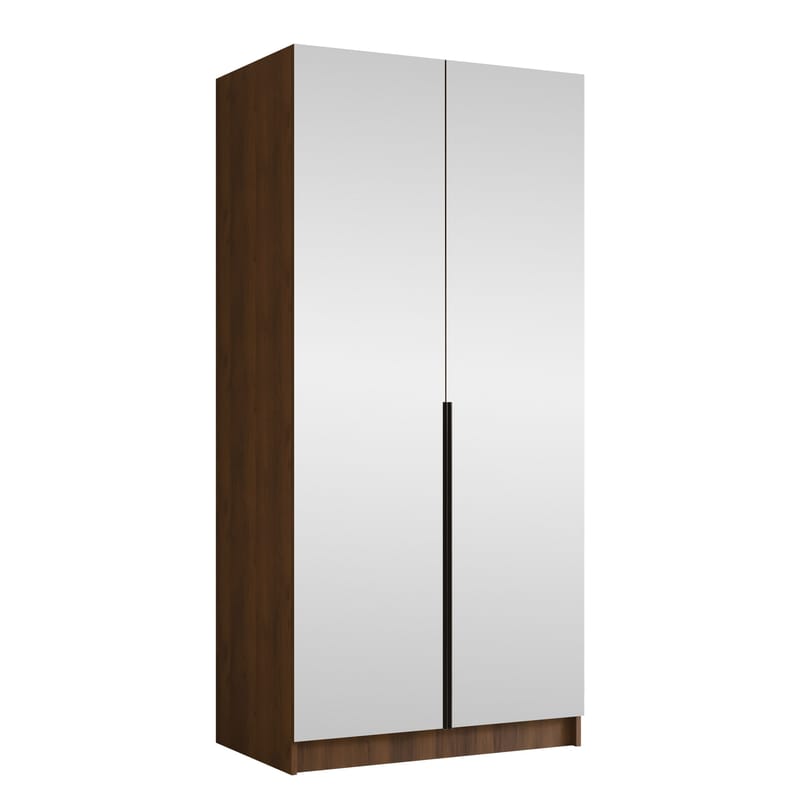 Herrljunga Garderobe med Spejl 100x215 cm, Sort/Spejl