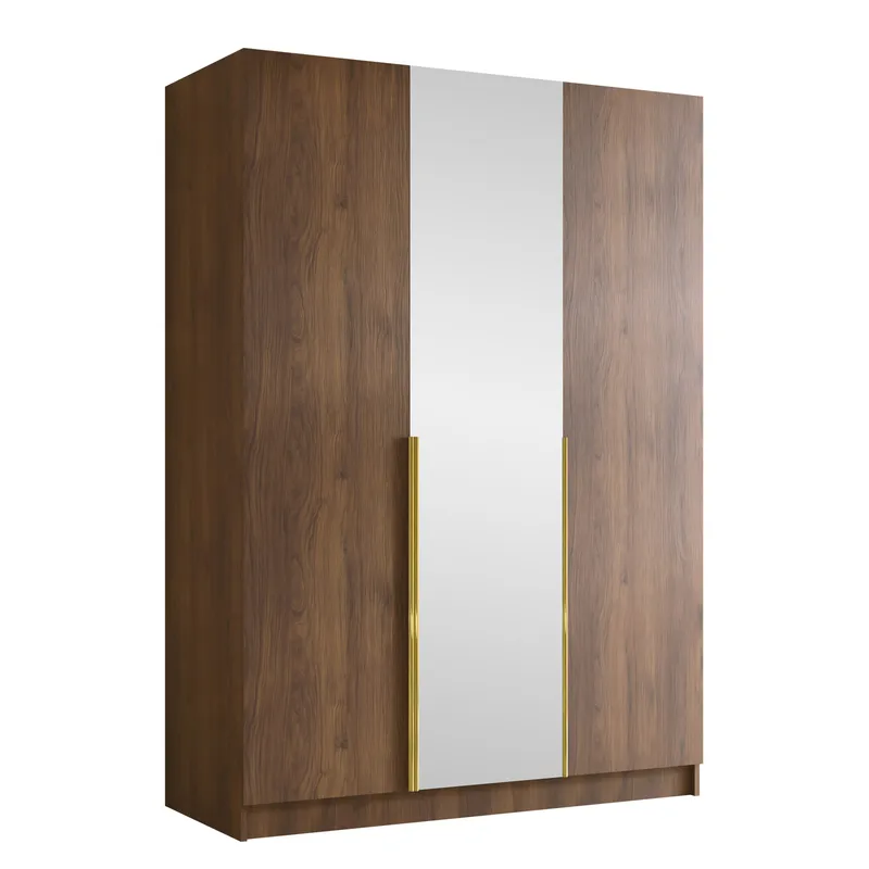 Herrljunga Garderobe med Spejl 150x215 cm, Brun/Guld/Spejl