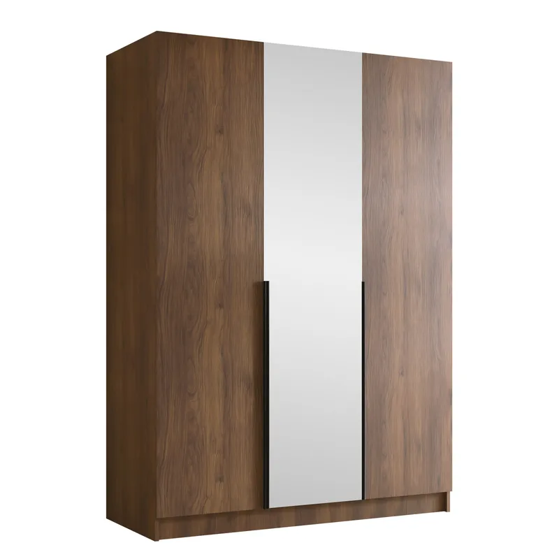 Herrljunga Garderobe med Spejl 150x215 cm, Brun/Sort/Spejl