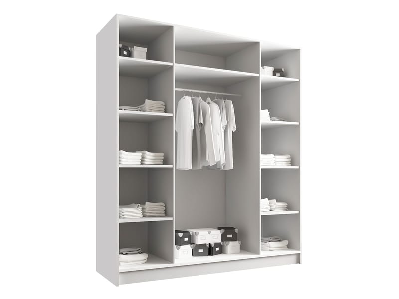 Herrljunga Garderobe med Spejl 200x215 cm - Brun/Guld/Spejl - Opbevaring - Tøjopbevaring - Garderobeskabe