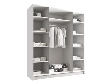 Herrljunga Garderobe med Spejl 200x215 cm - Brun/Sort/Spejl - Opbevaring - Tøjopbevaring - Garderobeskabe