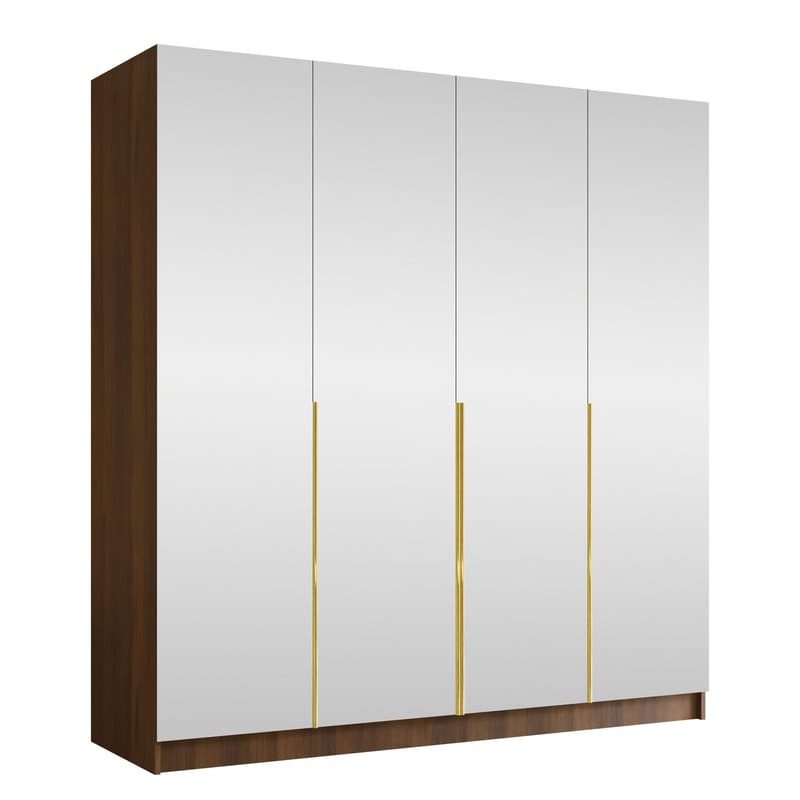Herrljunga Garderobe med Spejl 200x215 cm, Guld/Spejl