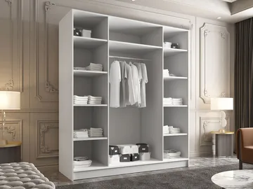 Herrljunga Garderobe med Spejl 200x215 cm - Guld/Spejl - Opbevaring - Tøjopbevaring - Garderobeskabe - Garderobeskab & klædeskab