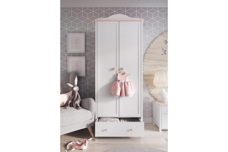 Hilts Garderobeskab 85x196 cm i Træ - Hvid - Opbevaring - Tøjopbevaring - Garderobeskabe