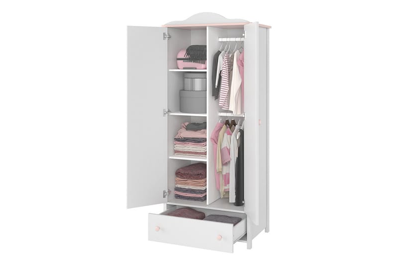 Hilts Garderobeskab 85x196 cm i Træ - Hvid - Opbevaring - Tøjopbevaring - Garderobeskabe