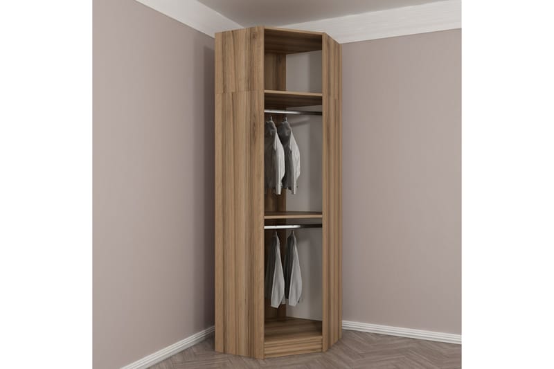 Fruitland Hjørnegarderobe 74 cm - Oak/Antracit - Opbevaring - Tøjopbevaring - Garderobeskabe - Hjørnegarderobe