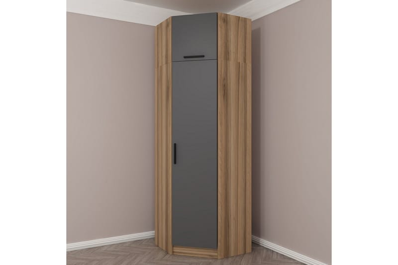 Fruitland Hjørnegarderobe 74 cm - Oak/Antracit - Opbevaring - Tøjopbevaring - Garderobeskabe - Hjørnegarderobe