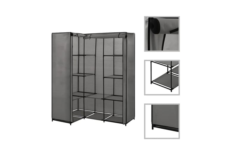 Hjørneklædeskab 130 X 87 X 169 Cm Grå - Grå - Opbevaring - Tøjopbevaring - Garderobeskabe - Hjørnegarderobe