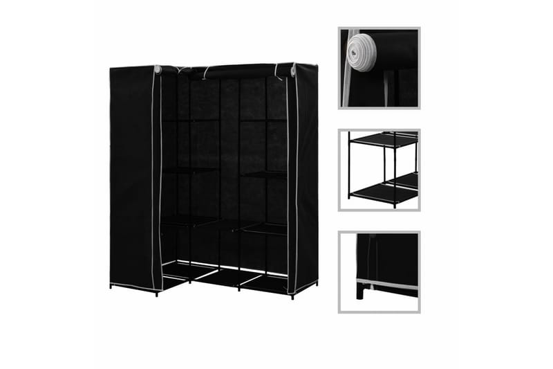 Hjørneklædeskab 130 X 87 X 169 Cm Sort - Sort - Hjørnegarderobe