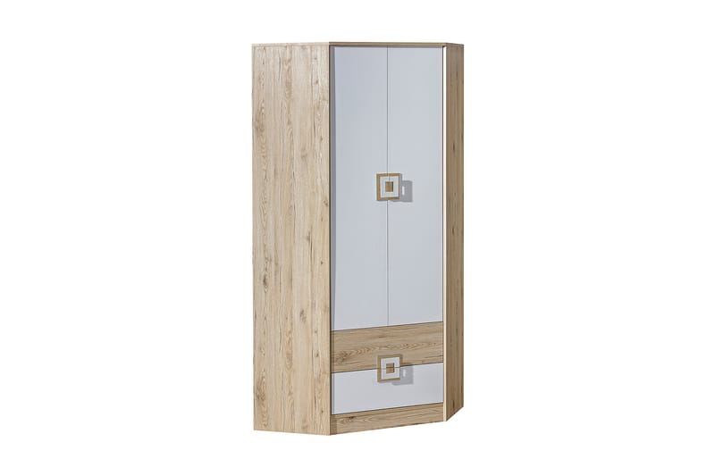 Klacksberg garderobe 87x87x190 cm - Beige / Hvid - Hjørnegarderobe