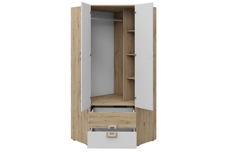 Klacksberg garderobe 87x87x190 cm - Beige / Hvid - Hjørnegarderobe