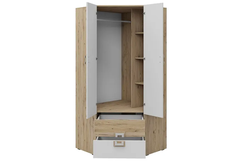 Klacksberg garderobe 87x87x190 cm - Beige / Hvid - Opbevaring - Tøjopbevaring - Garderobeskabe - Hjørnegarderobe