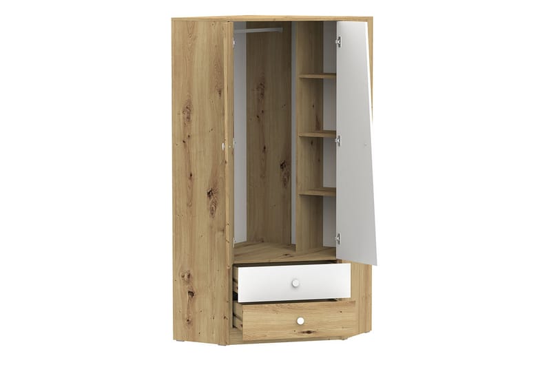Nero Garderobe 87 cm - Natur/Hvid - Opbevaring - Tøjopbevaring - Garderobeskabe - Hjørnegarderobe