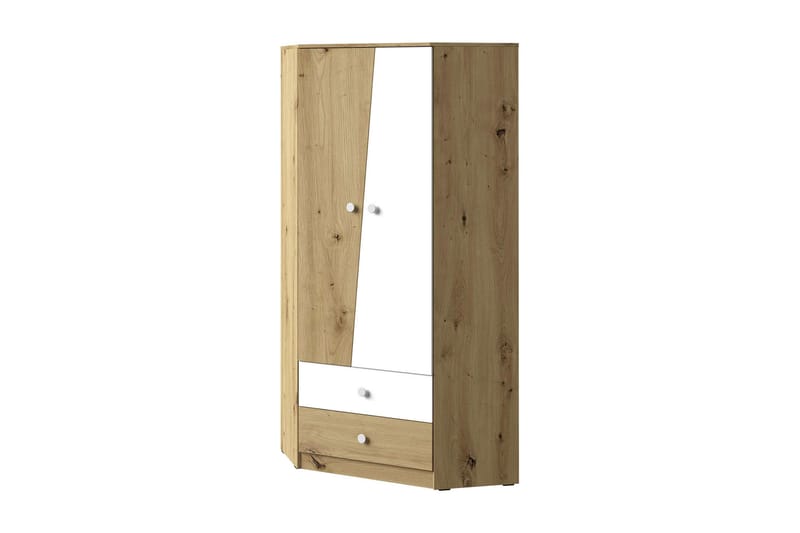 Nero Garderobe 87 cm - Natur/Hvid - Hjørnegarderobe