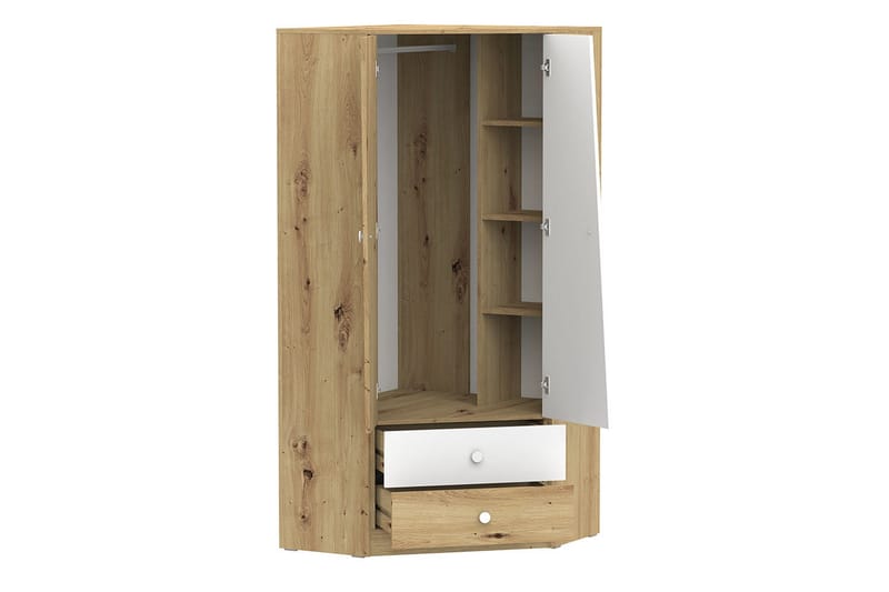 Nero Garderobe 87 cm - Natur/Hvid - Opbevaring - Tøjopbevaring - Garderobeskabe - Hjørnegarderobe