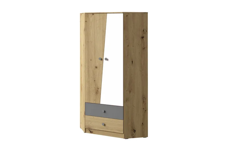 Nero Garderobe 87 cm, Natur/Hvid/Grå