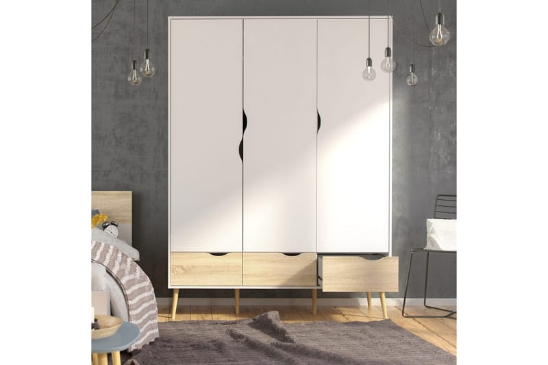 Hostafranc Garderobe 147x200 cm - Hvid/Grå - Opbevaring - Tøjopbevaring - Garderobeskabe