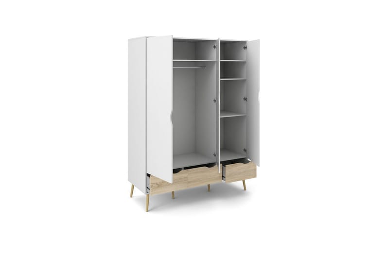 Hostafranc Garderobe 147x200 cm - Hvid/Grå - Opbevaring - Tøjopbevaring - Garderobeskabe