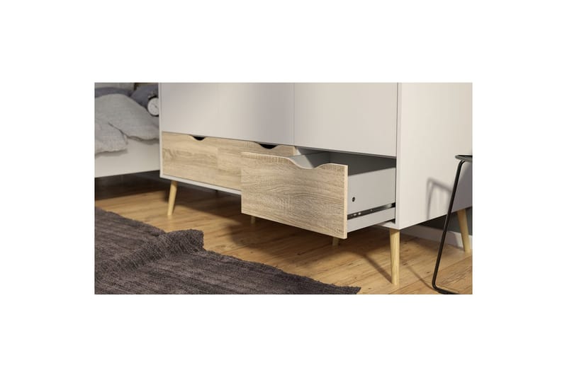 Hostafranc Garderobe 147x200 cm - Hvid/Grå - Opbevaring - Tøjopbevaring - Garderobeskabe