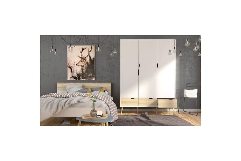 Hostafranc Garderobe 147x200 cm - Hvid/Grå - Opbevaring - Tøjopbevaring - Garderobeskabe